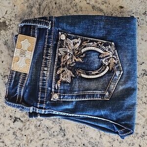 Miss Me, Shadow Floral Horseshoe Mid-rise, Bootcut Jeans